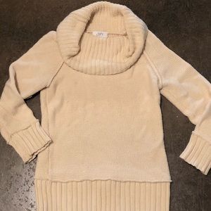 Loft cream cowl neck 3/4 sleeve sweater size xs